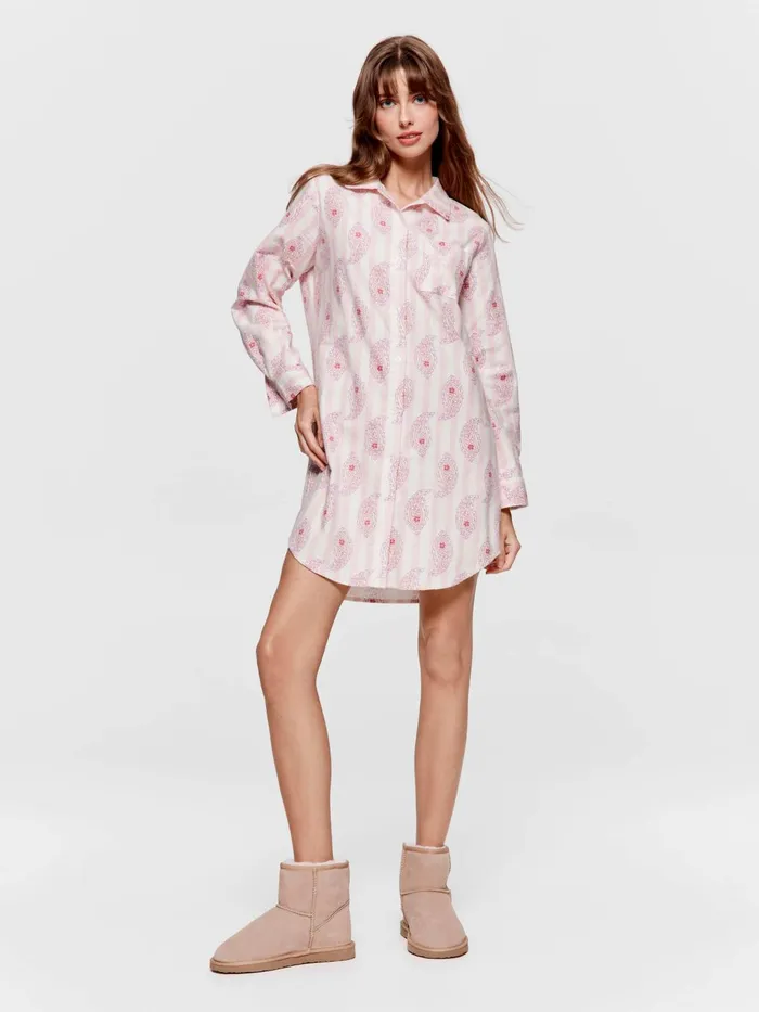 Women Paisley Flannelette Nightshirt Multi Peter Alexander Nighties