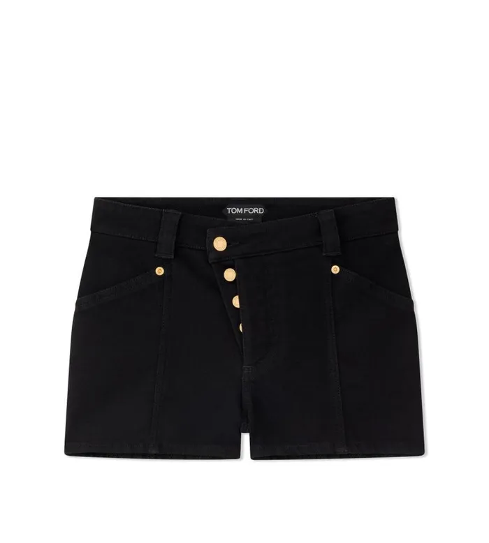 Women Pants and Shorts Tom Ford Compact Denim Asymmetric Shorts Black