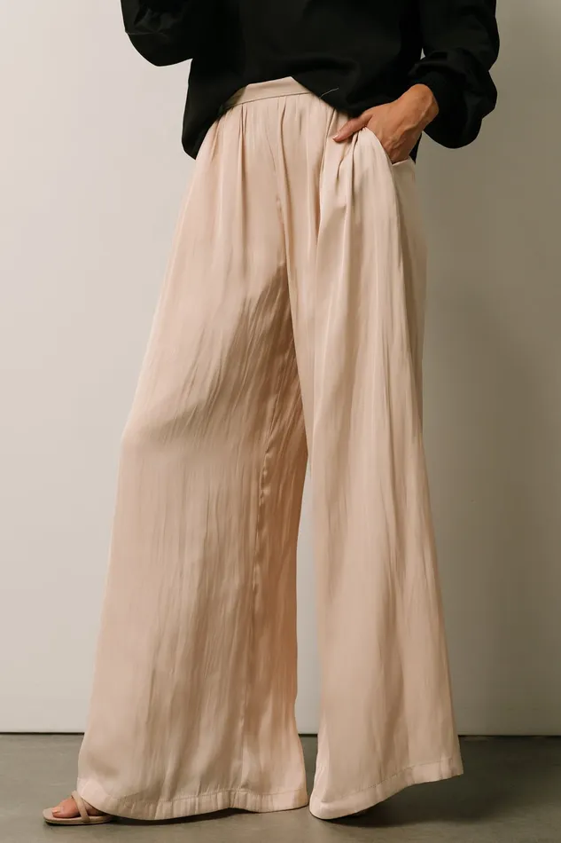 Women Pants Baltic Born Jayla Palazzo Satin Pant Champagne