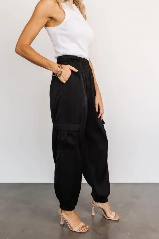 Women Pants Baltic Born William Satin Jogger Pants Black Women Pants Baltic Born William Satin Jogger Pants Black