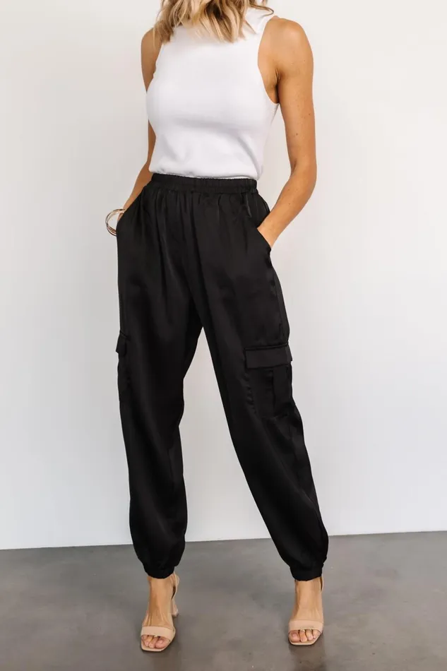 Women Pants Baltic Born William Satin Jogger Pants Black Women Pants Baltic Born William Satin Jogger Pants Black