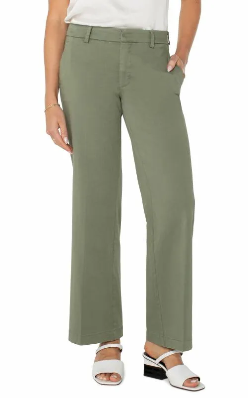 Women Pants Liverpool Los Angeles Kelsey Wide Leg Trouser Martini Olive