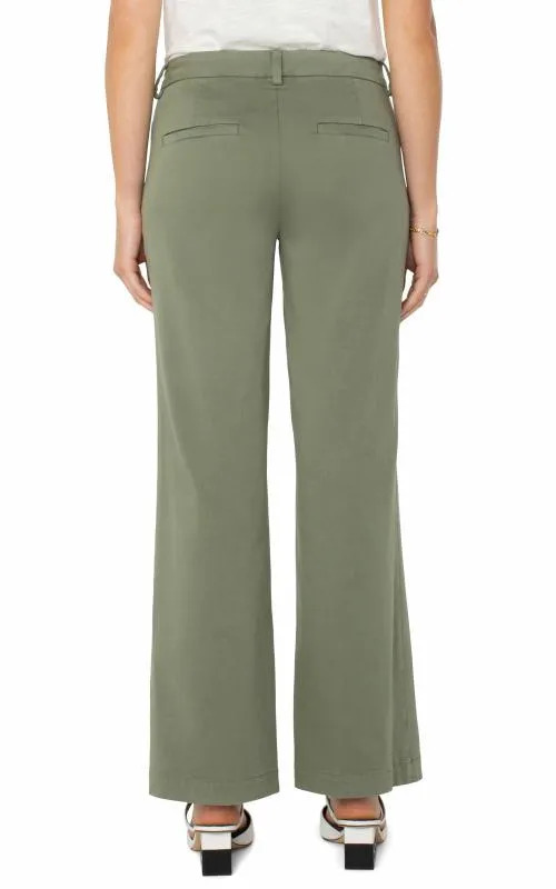Women Pants Liverpool Los Angeles Kelsey Wide Leg Trouser Martini Olive