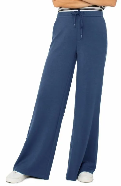 Women Pants Liverpool Los Angeles Pullon Wide Leg Prussian Blue