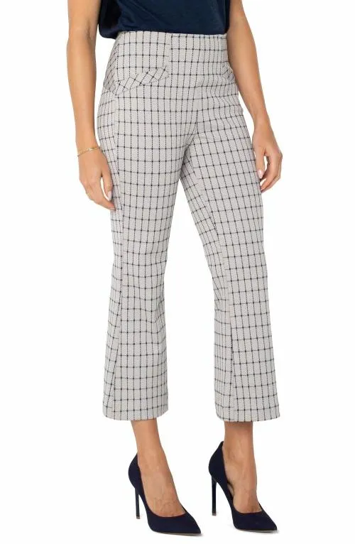 Women Pants Liverpool Los Angeles Stella Kick Flare With Welt Pockets Navy Taupe Grid Women Pants Liverpool Los Angeles Stella Kick Flare With Welt Pockets Navy Taupe Grid