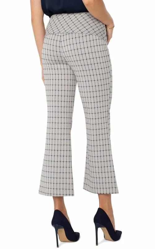 Women Pants Liverpool Los Angeles Stella Kick Flare With Welt Pockets Navy Taupe Grid