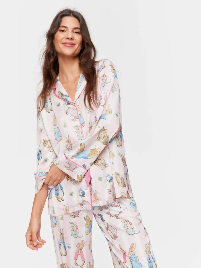 Women Peter Rabbit Satin Long Sleeve Pj Set Multi Peter Alexander Satin