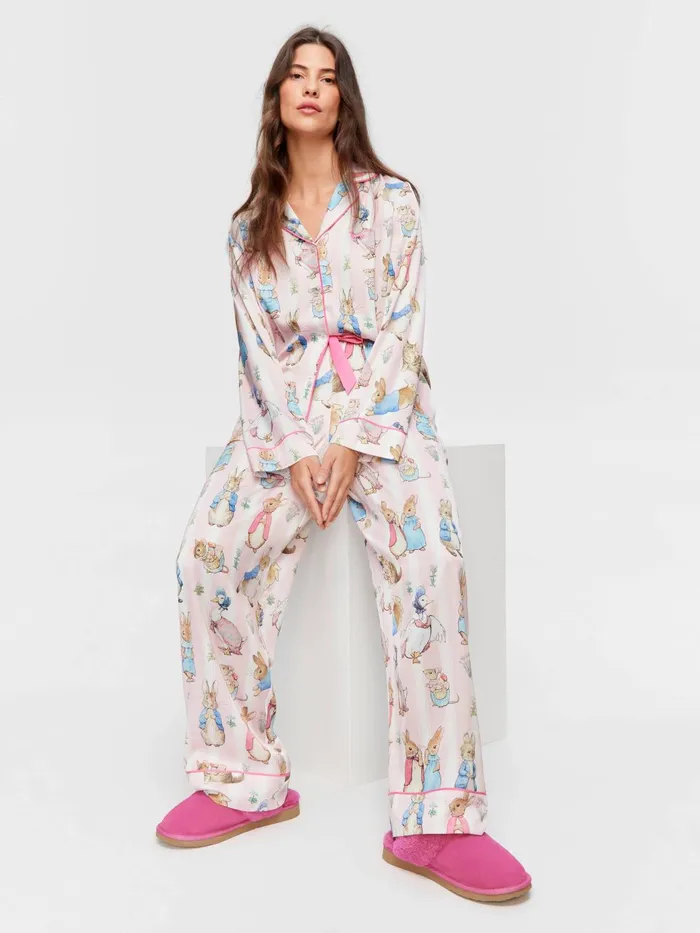 Women Peter Rabbit Satin Long Sleeve Pj Set Multi Peter Alexander Satin