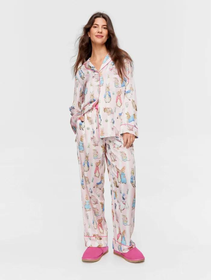 Women Peter Rabbit Satin Long Sleeve Pj Set Multi Peter Alexander Satin