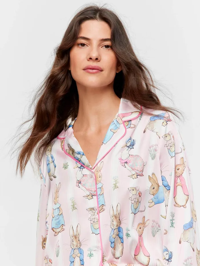 Women Peter Rabbit Satin Long Sleeve Pj Set Multi Peter Alexander Satin