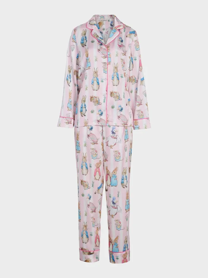 Women Peter Rabbit Satin Long Sleeve Pj Set Multi Peter Alexander Satin