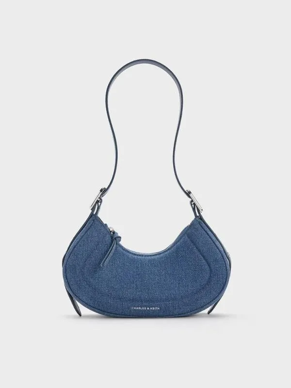 Women Petra Denim Curved Shoulder Bag 8211 Denim Blue CHARLES and KEITH Shoulder Bags Women Petra Denim Curved Shoulder Bag 8211 Denim Blue CHARLES and KEITH Shoulder Bags