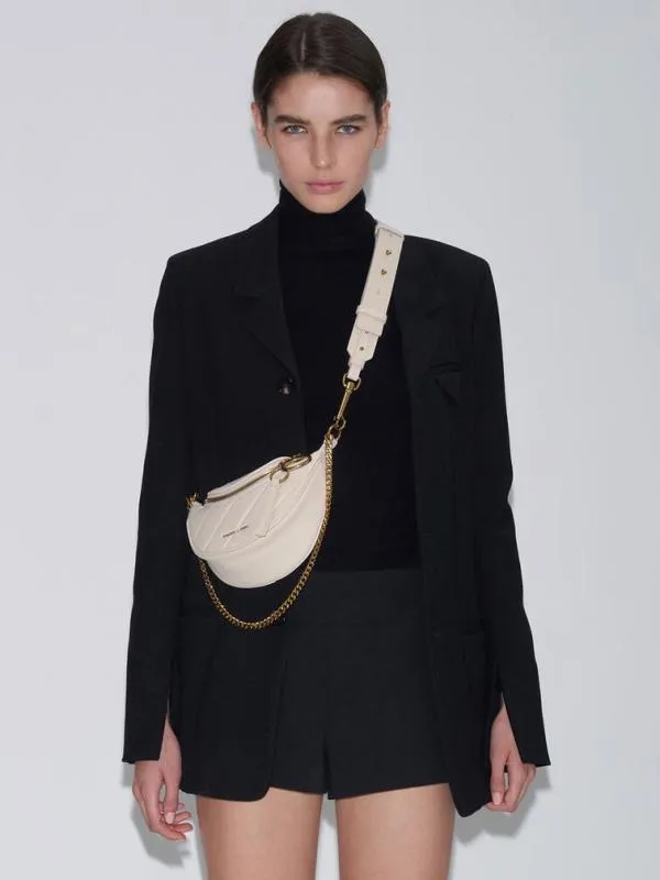 Women Philomena WrinkledEffect HalfMoon Crossbody Bag 8211 Ivory CHARLES and KEITH Crossbody Bags Women Philomena WrinkledEffect HalfMoon Crossbody Bag 8211 Ivory CHARLES and KEITH Crossbody Bags
