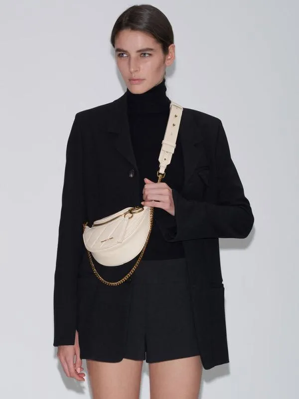 Women Philomena WrinkledEffect HalfMoon Crossbody Bag 8211 Ivory CHARLES and KEITH Crossbody Bags Women Philomena WrinkledEffect HalfMoon Crossbody Bag 8211 Ivory CHARLES and KEITH Crossbody Bags