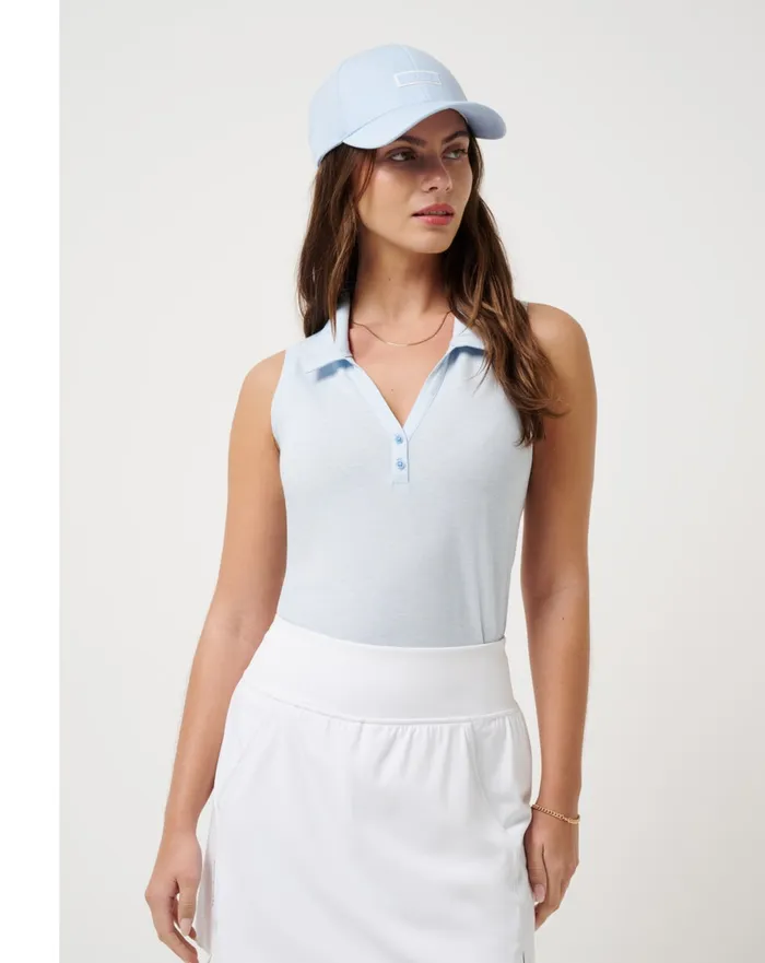 Women Polos TravisMathew FEATHERWEIGHT ACTIVE SLEEVELESS POLO 20 Heather Kentucky Blue