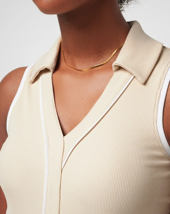 Women Polos TravisMathew SIP AND SEA MOVEKNIT SLEEVELESS POLO Brazilian Sand Women Polos TravisMathew SIP AND SEA MOVEKNIT SLEEVELESS POLO Brazilian Sand