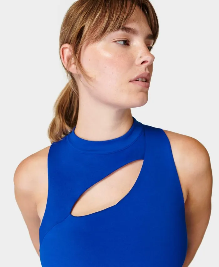 Women Power Cutout Gym Vest Lightning Blue Sweaty Betty Vest Tops