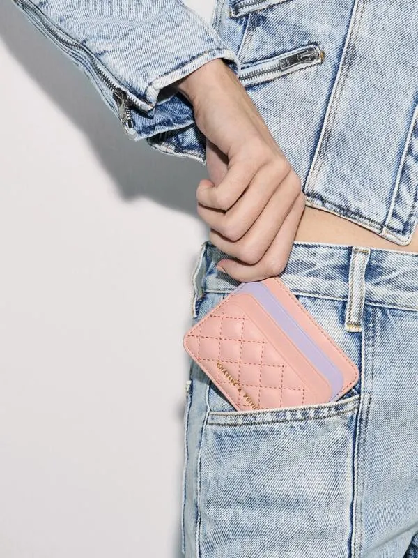 Women Quilted MultiSlot Card Holder 8211 Pink CHARLES and KEITH Card Holders