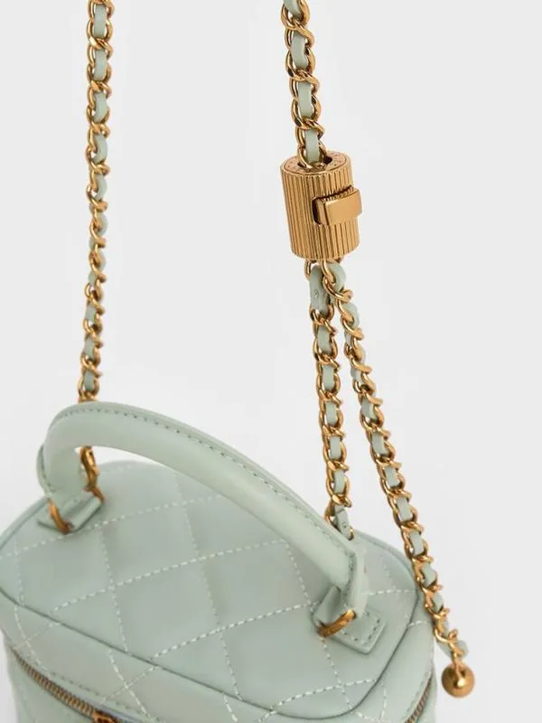 Women Quilted Round Pouch 8211 Mint Green CHARLES and KEITH Mini Bags