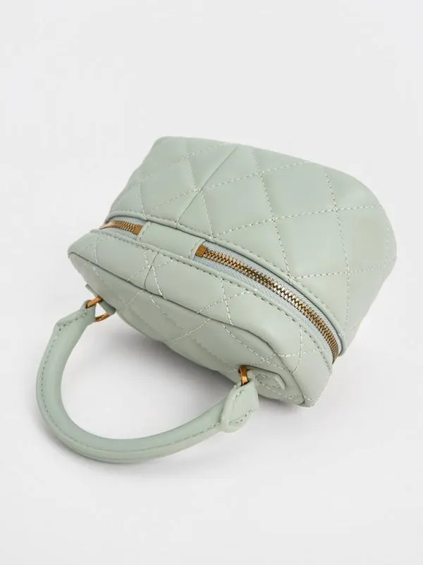 Women Quilted Round Pouch 8211 Mint Green CHARLES and KEITH Mini Bags