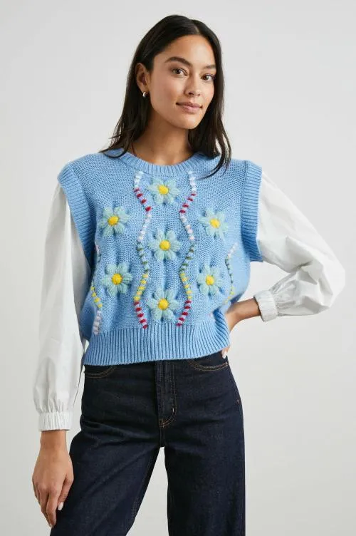 Women Rails Sweaters Tess Sweater Blue Cable Daisies