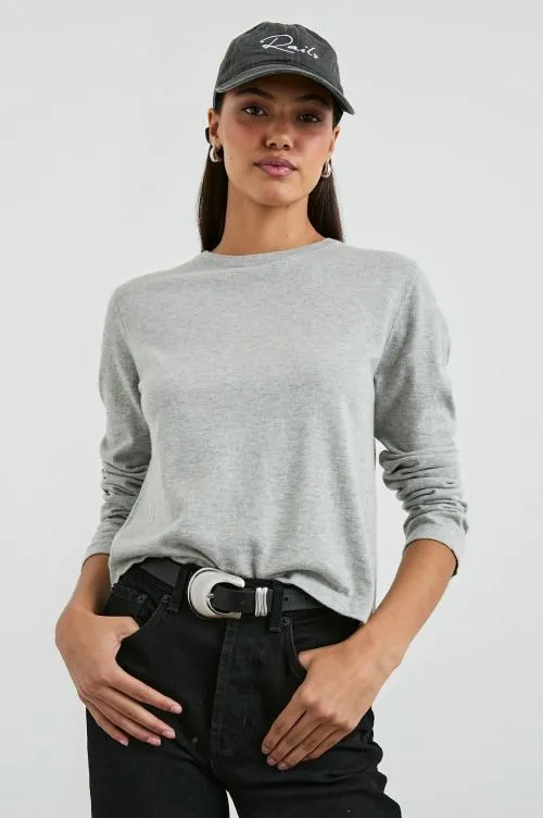 Women Rails Tees and Tanks Cotton Cashmere Long Sleeve Tee Heather Grey