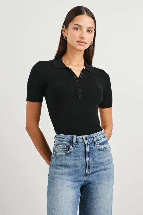 Women Rails Tops Court Polo Shirt Black