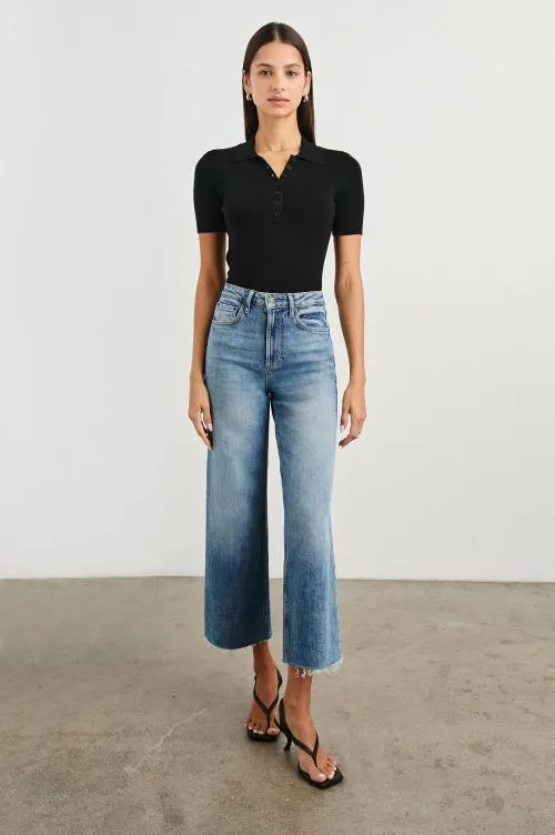 Women Rails Tops Court Polo Shirt Black Women Rails Tops Court Polo Shirt Black