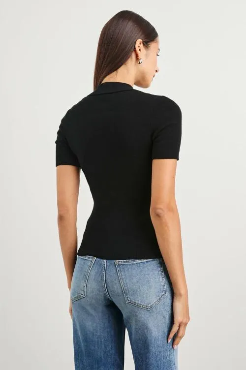 Women Rails Tops Court Polo Shirt Black Women Rails Tops Court Polo Shirt Black