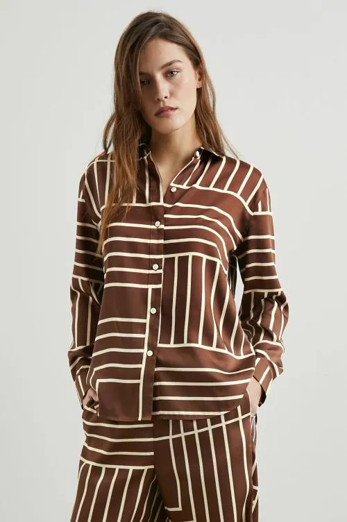 Women Rails Tops Elias Shirt Brown Line Art