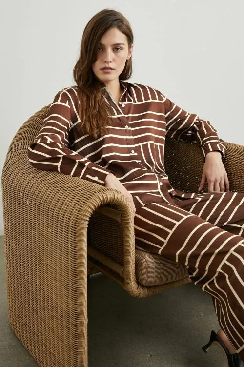 Women Rails Tops Elias Shirt Brown Line Art Women Rails Tops Elias Shirt Brown Line Art
