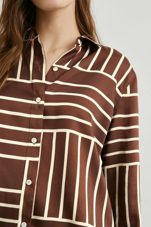 Women Rails Tops Elias Shirt Brown Line Art Women Rails Tops Elias Shirt Brown Line Art