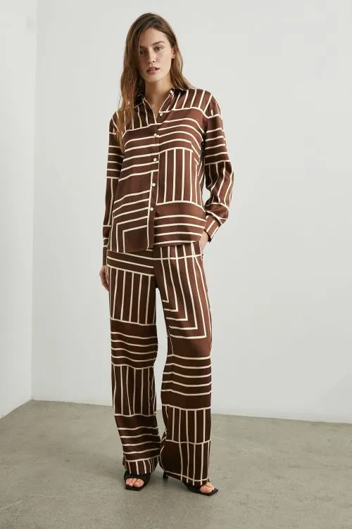 Women Rails Tops Elias Shirt Brown Line Art Women Rails Tops Elias Shirt Brown Line Art