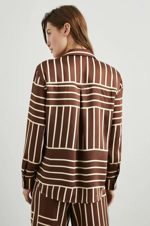 Women Rails Tops Elias Shirt Brown Line Art Women Rails Tops Elias Shirt Brown Line Art