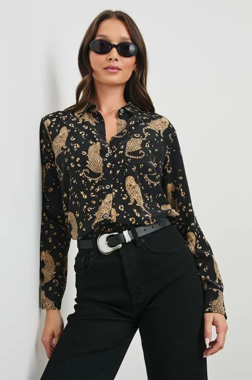 Women Rails Tops Kate Shirt Noir Leopard