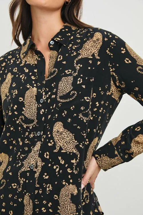 Women Rails Tops Kate Shirt Noir Leopard Women Rails Tops Kate Shirt Noir Leopard