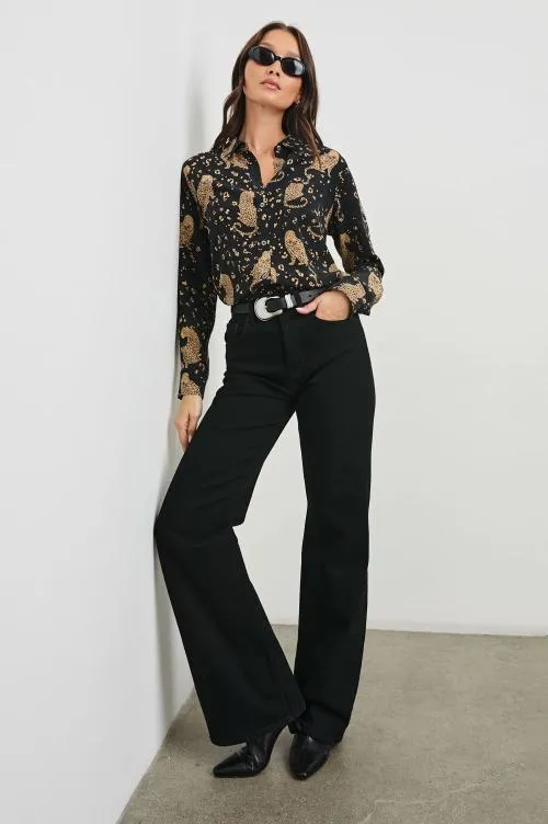 Women Rails Tops Kate Shirt Noir Leopard Women Rails Tops Kate Shirt Noir Leopard