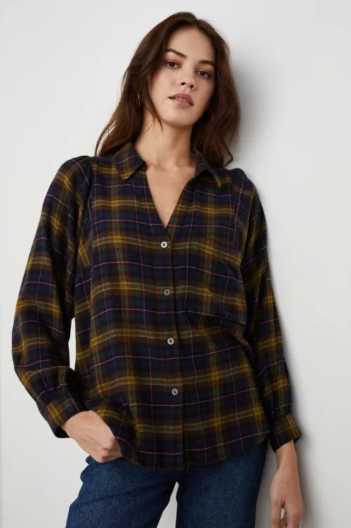 Women Rails Tops Lauren Shirt Navy Hazelnut Pink