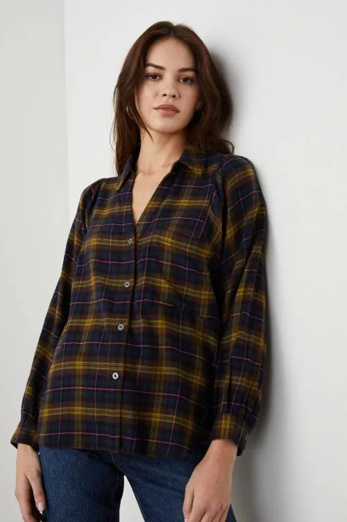 Women Rails Tops Lauren Shirt Navy Hazelnut Pink