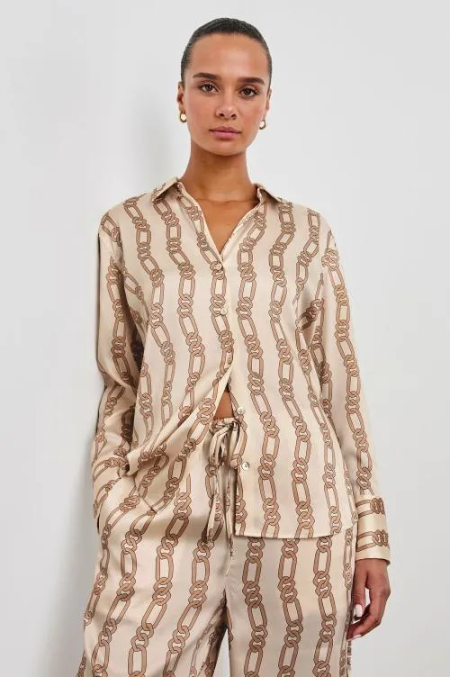 Women Rails Tops Ledger Shirt Ivory Gold Link