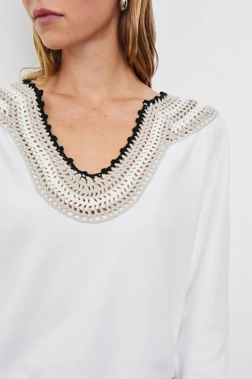 Women Rails Tops Sava Sweatshirt Ivory With Crochet Women Rails Tops Sava Sweatshirt Ivory With Crochet