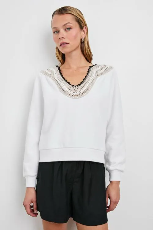 Women Rails Tops Sava Sweatshirt Ivory With Crochet Women Rails Tops Sava Sweatshirt Ivory With Crochet