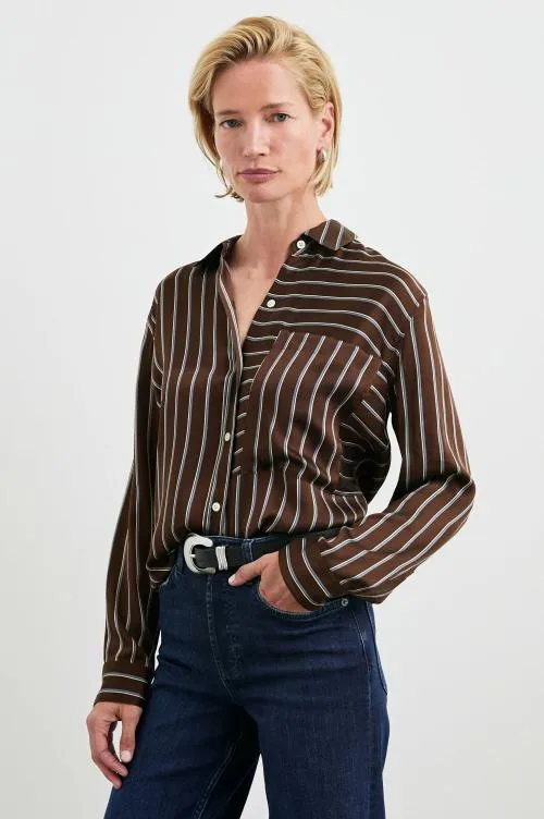 Women Rails Tops Spencer Shirt Baltic White Stripe