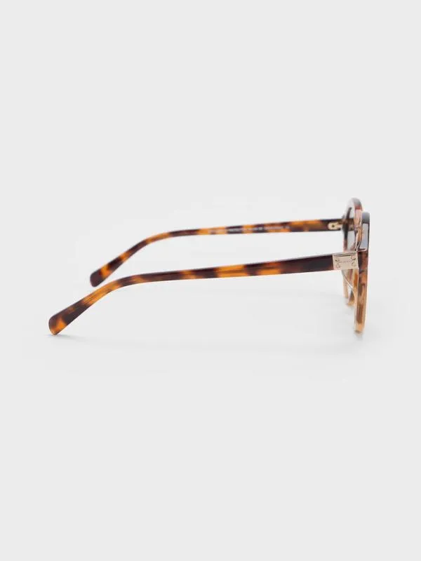 Women Recycled Acetate Round CatEye Sunglasses 8211 T Shell CHARLES and KEITH Cateye