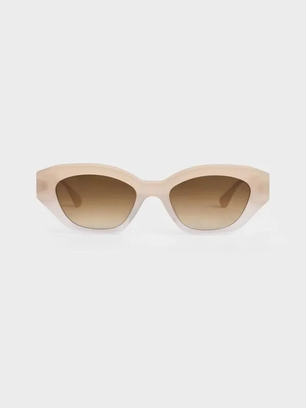 Women Recycled Acetate Sculptural CatEye Sunglasses 8211 Multi CHARLES and KEITH Cateye