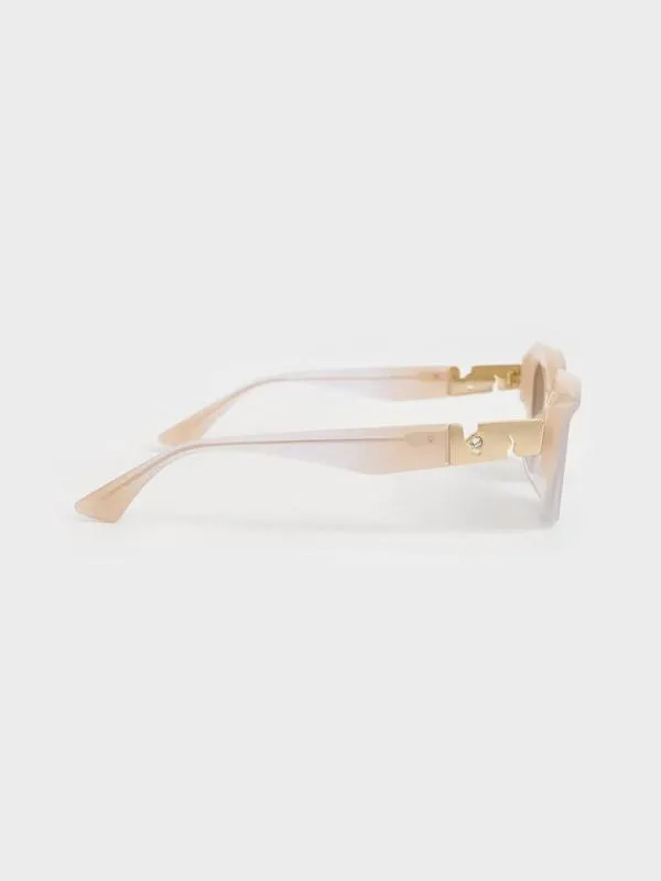 Women Recycled Acetate Sculptural CatEye Sunglasses 8211 Multi CHARLES and KEITH Cateye