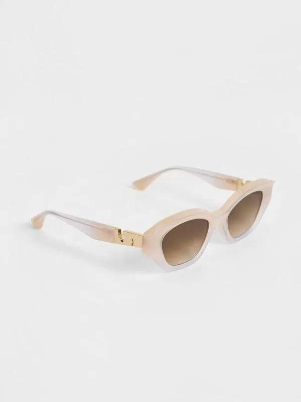 Women Recycled Acetate Sculptural CatEye Sunglasses 8211 Multi CHARLES and KEITH Cateye