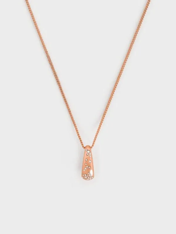 Women Reverie Crystal Teardrop Necklace 8211 Rose Gold CHARLES and KEITH Necklaces