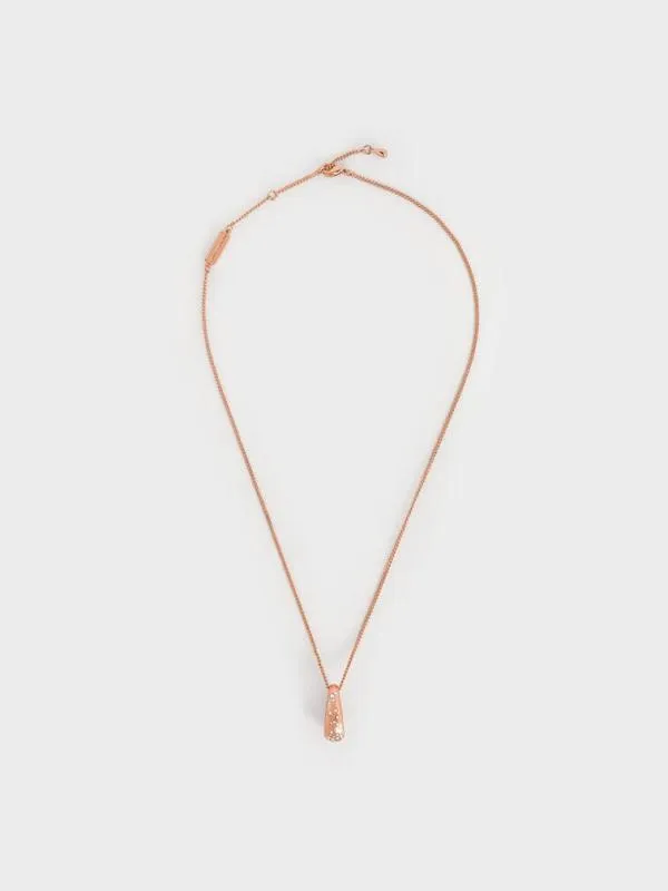 Women Reverie Crystal Teardrop Necklace 8211 Rose Gold CHARLES and KEITH Necklaces