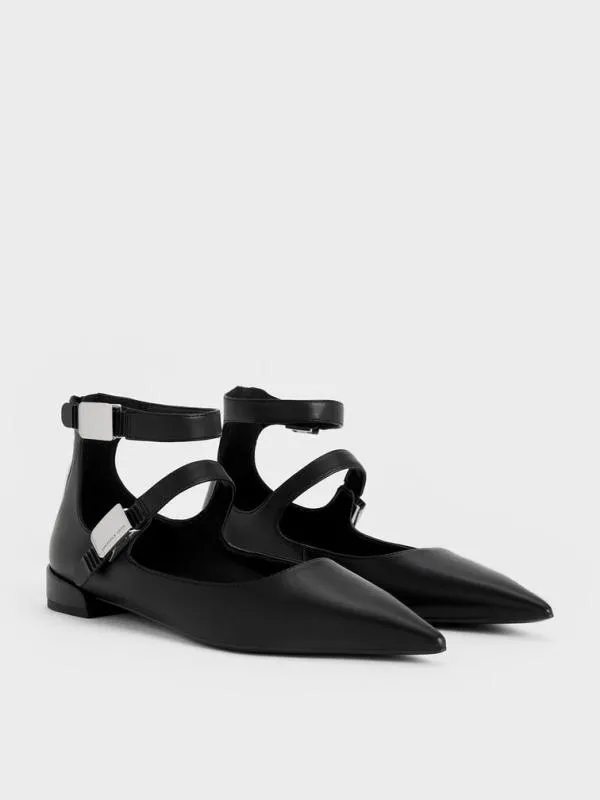 Women Robbie PointedToe Mary Jane Flats 8211 Black CHARLES and KEITH Ballet Flats